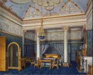 Hau Edward Petrovich Interiors of the Winter Palace. The Bedchamber of Empress Alexandra Fyodorovna - Hermitage